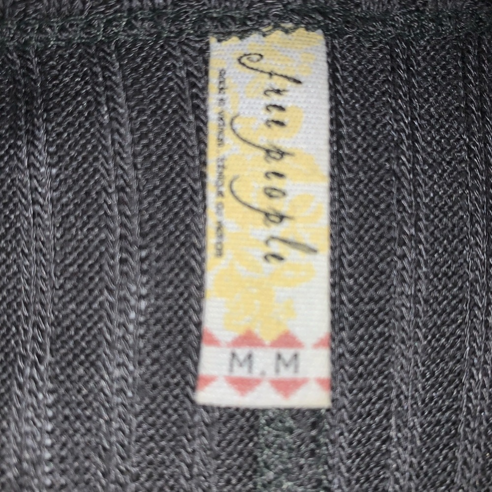 Free People Sunset Park Sage Green Oversized Striped Waffle Thermal Tunic - Picture 11 of 13